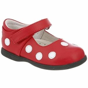 Red & White Dottie Leather Mary Janes